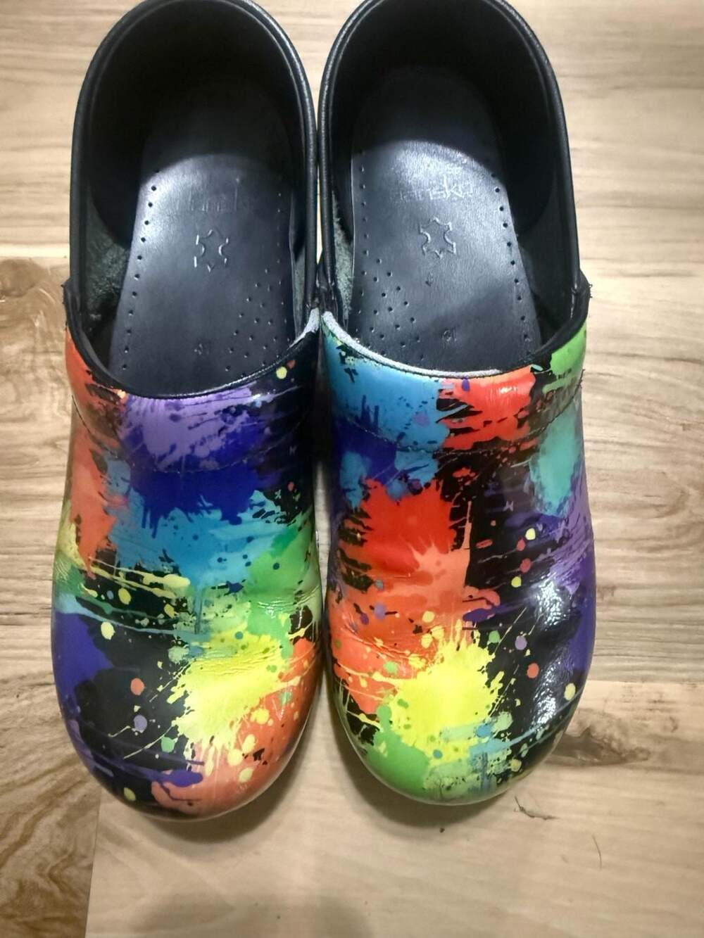 Dansko Professional Clogs Multicolor Paint Splatter Patent Leather EU 41